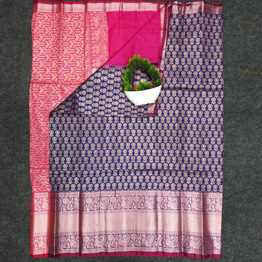 Semi Pattu Rose Gold Jari full Brocade Saree