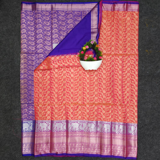 Semi Pattu Rose Gold Jari full Brocade Saree