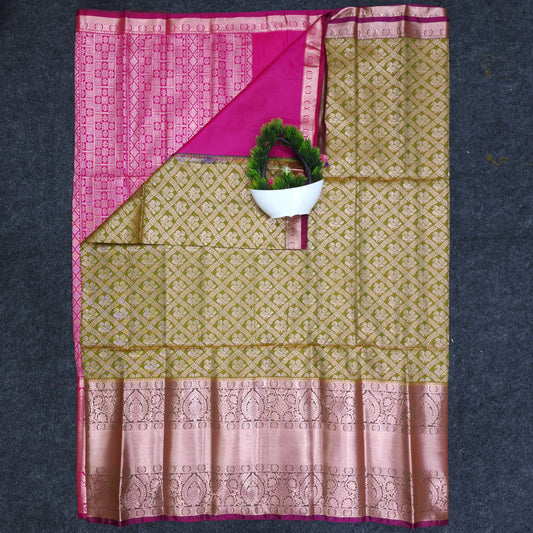 Semi Pattu Rose Gold Jari full Brocade Saree