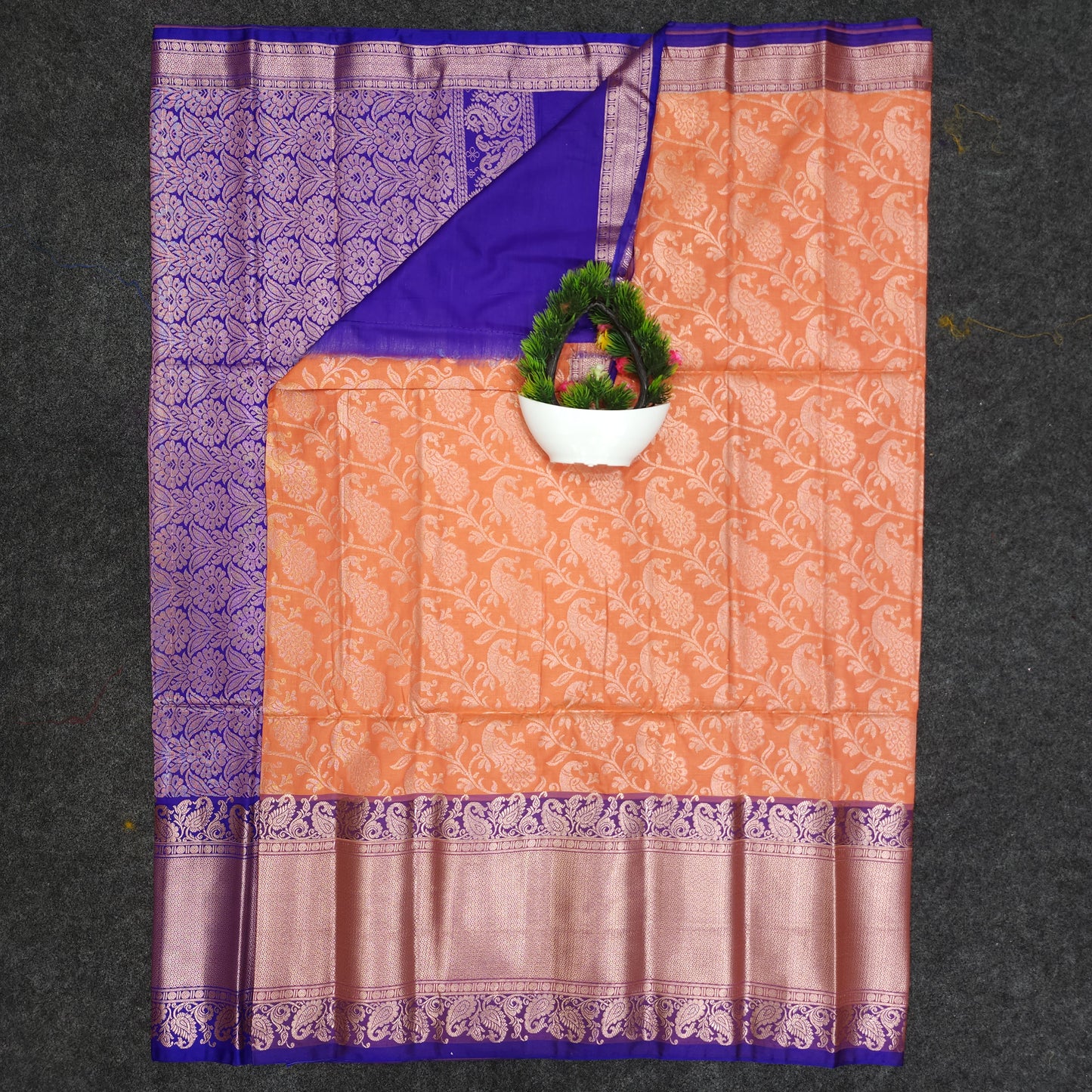 Semi Pattu Rose Gold Jari full Brocade Saree