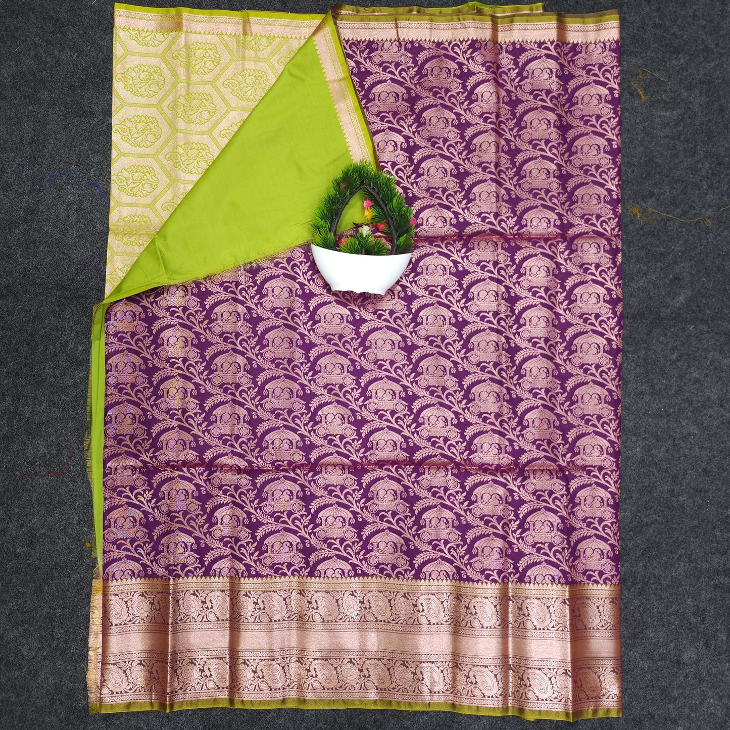 Semi Pattu Rose Gold Jari full Brocade Saree