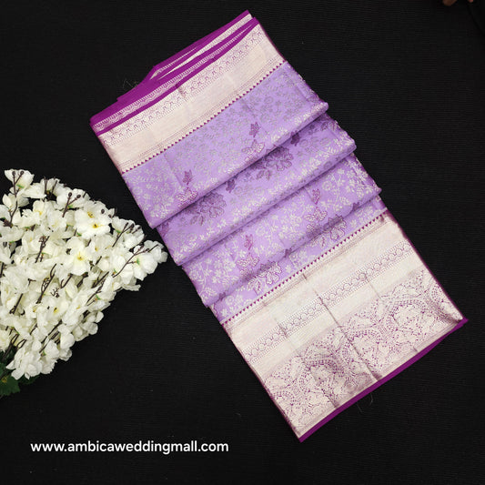 PURE Handloom Kanchi Pattu Silver Zari Saree