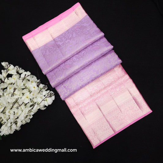 PURE Handloom Kanchi Pattu Silver Zari Saree