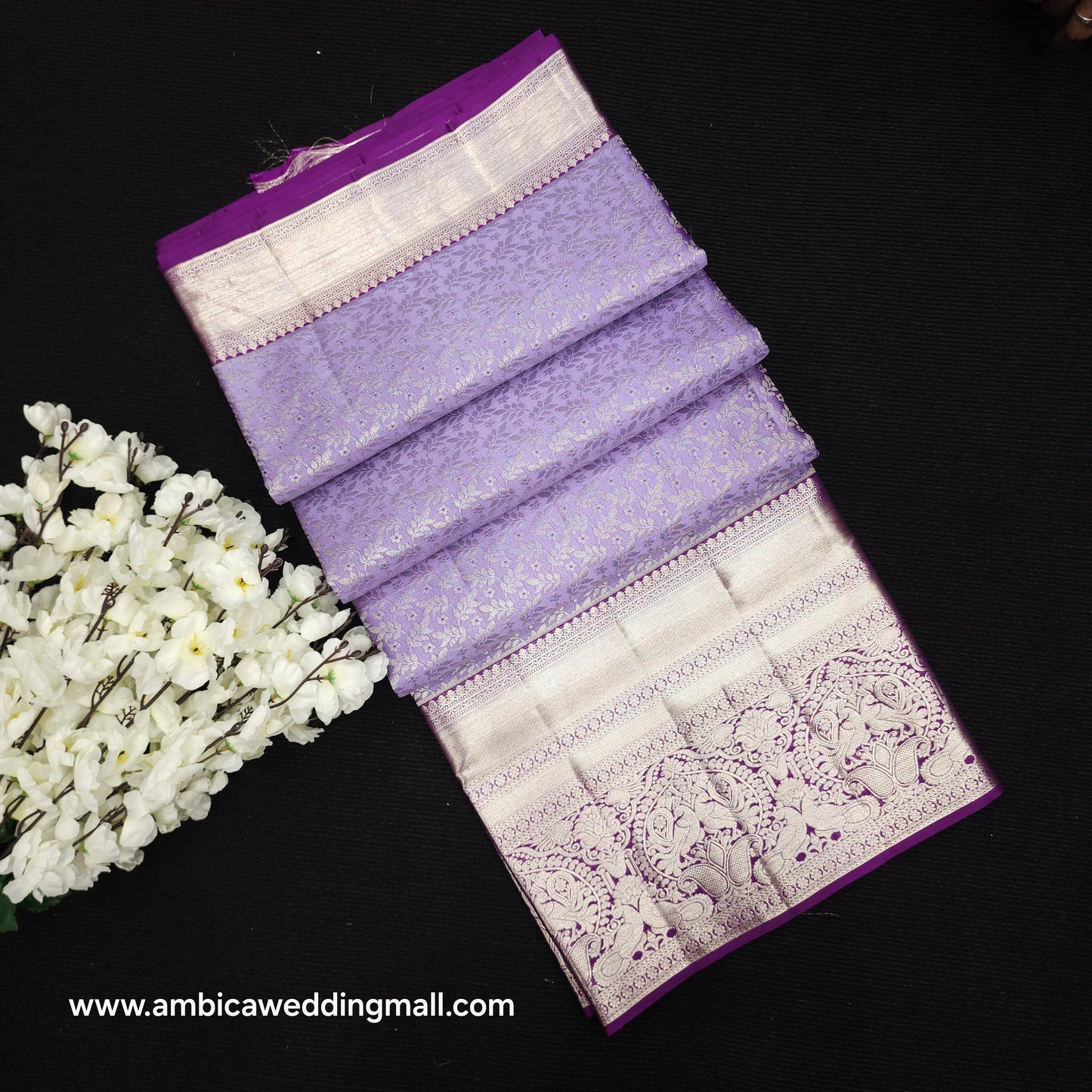 PURE Handloom Kanchi Pattu Silver Zari Saree