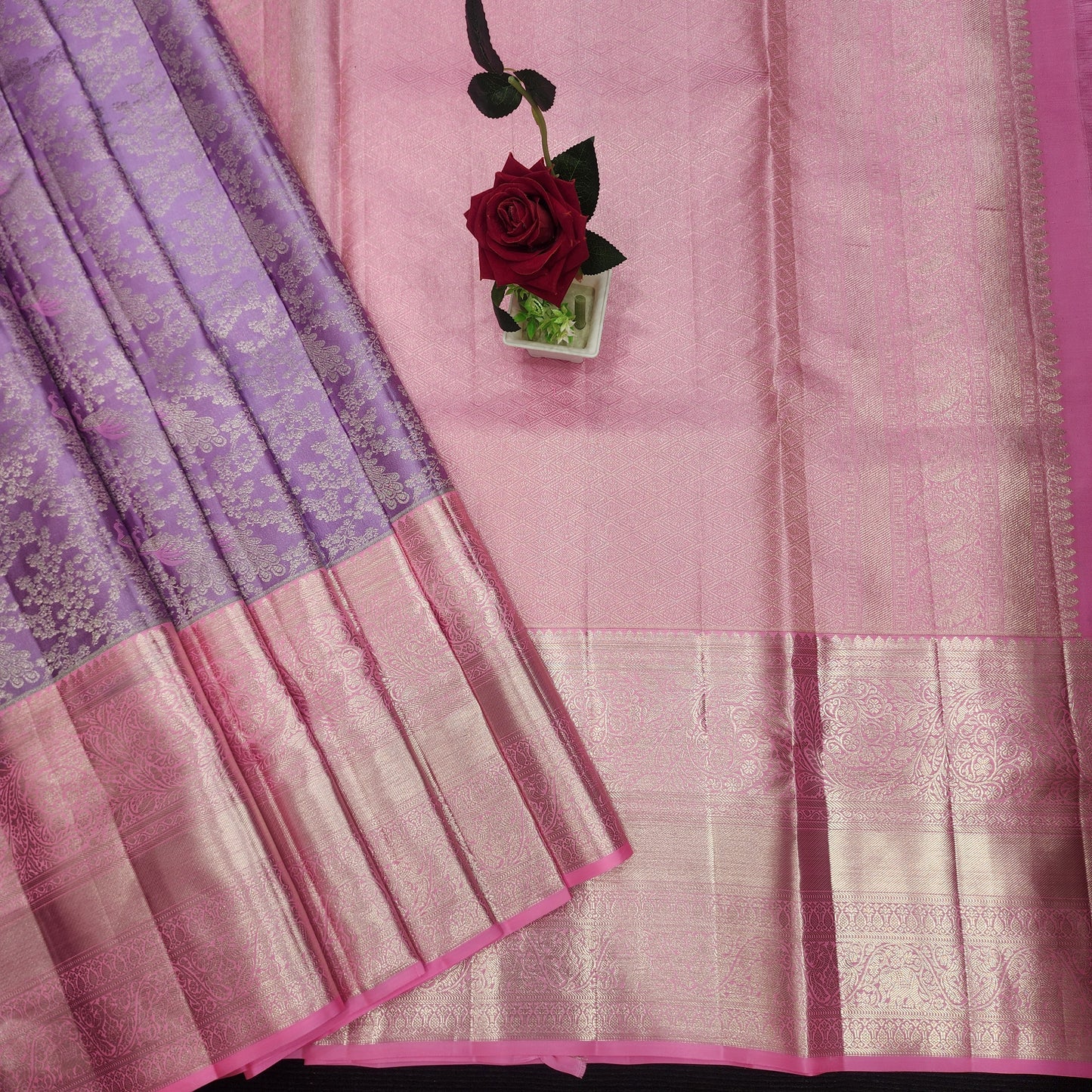 PURE Handloom Kanchi Pattu Silver Zari Saree