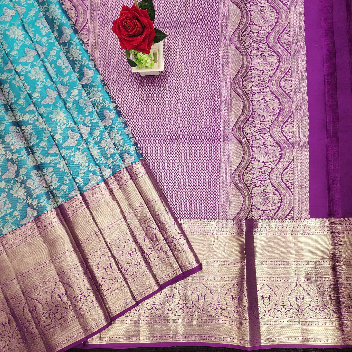 PURE Handloom Kanchi Pattu Silver Zari Saree