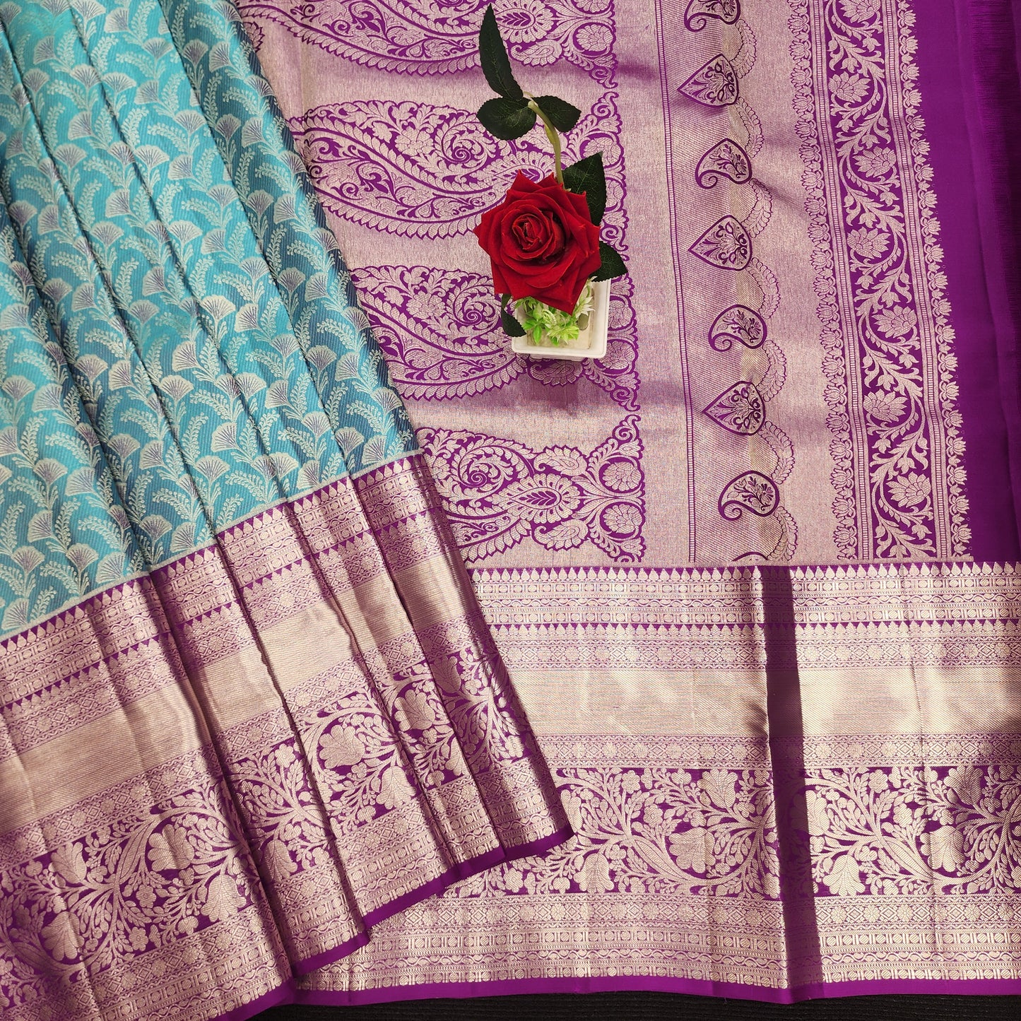 PURE Handloom Kanchi Pattu Silver Zari Saree