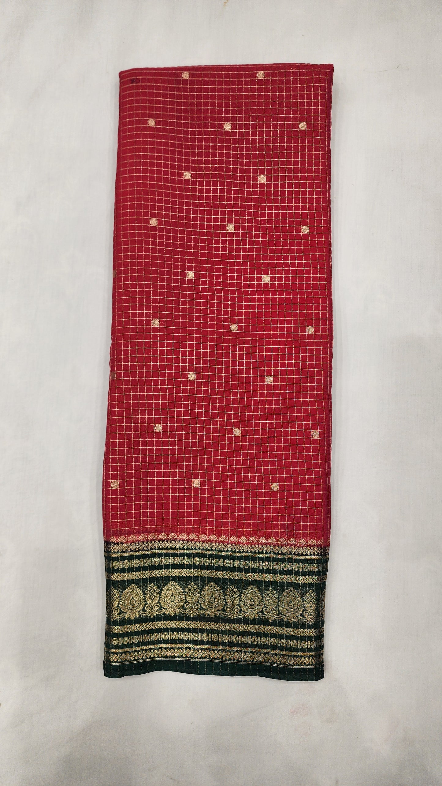 Fancy Checks Butta Saree - B1450