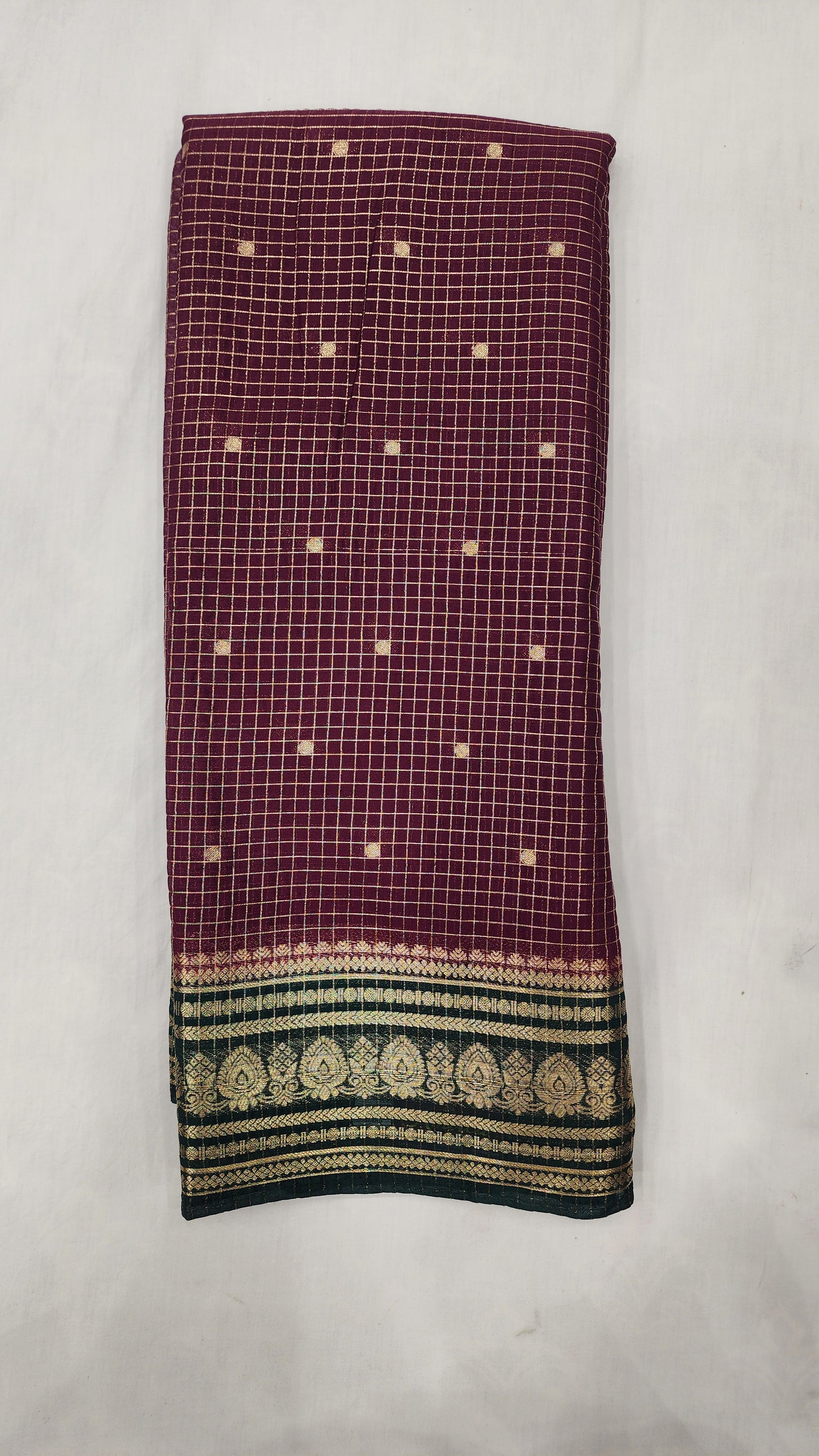 Fancy Checks Butta Saree - B1450