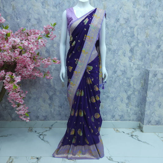 Banaras Meenakari Butta Saree - B1850