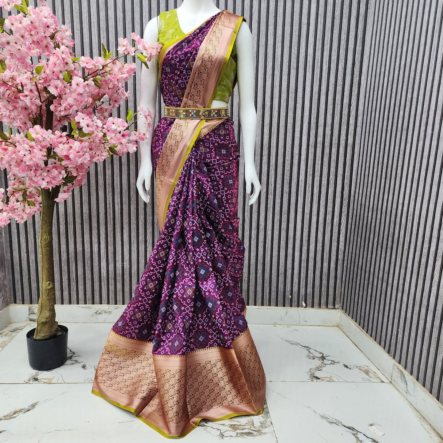 Ikkath print Visiri Silk Saree V990