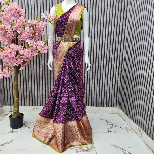 Ikkath print Visiri Silk Saree V990