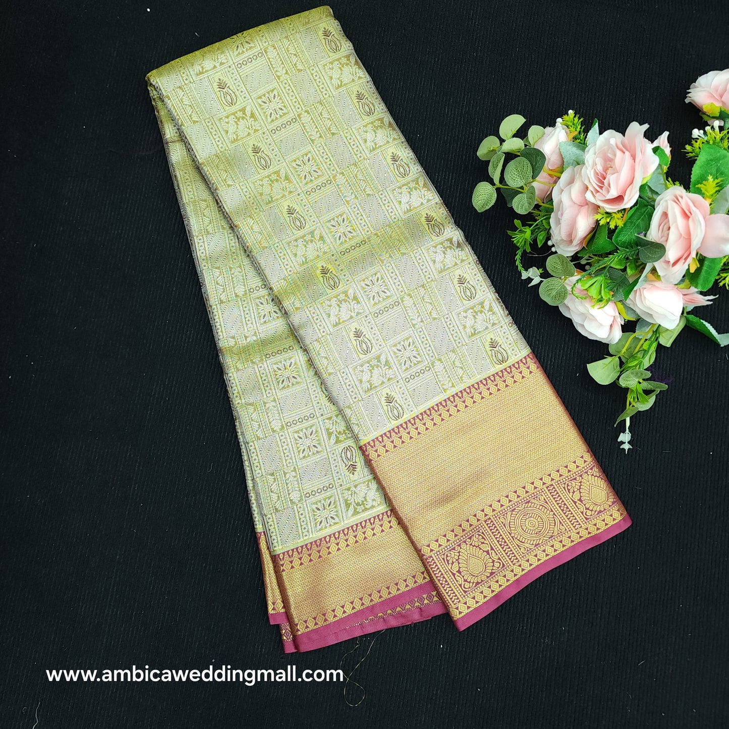 1 Gram Gold zari semi kanchi pattu saree - K1400