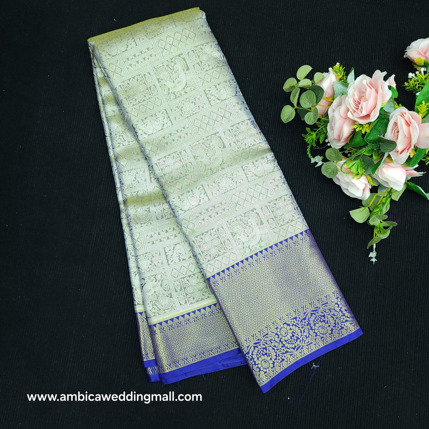1 Gram Gold zari semi kanchi pattu saree - K1400