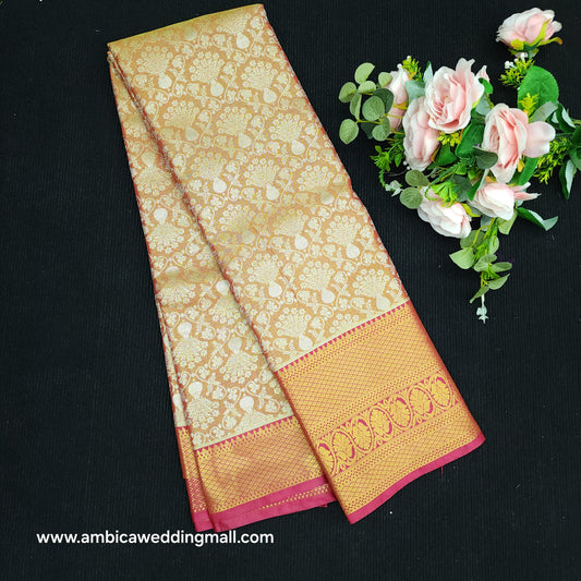 1 Gram Gold zari semi kanchi pattu saree - K1400
