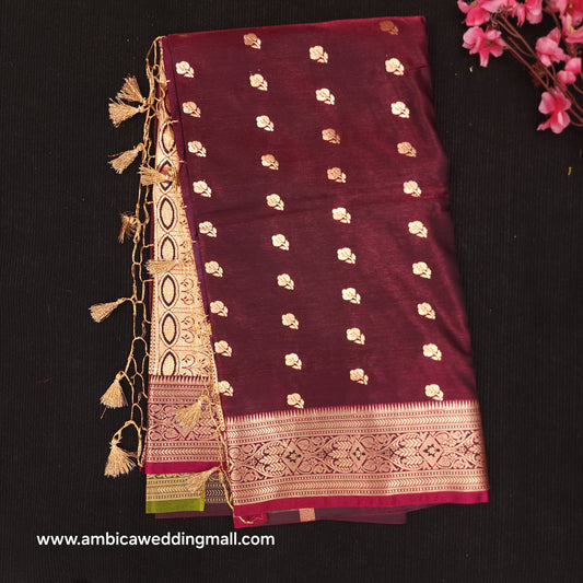 Semi Katan Banarasi Butta Saree - K1250