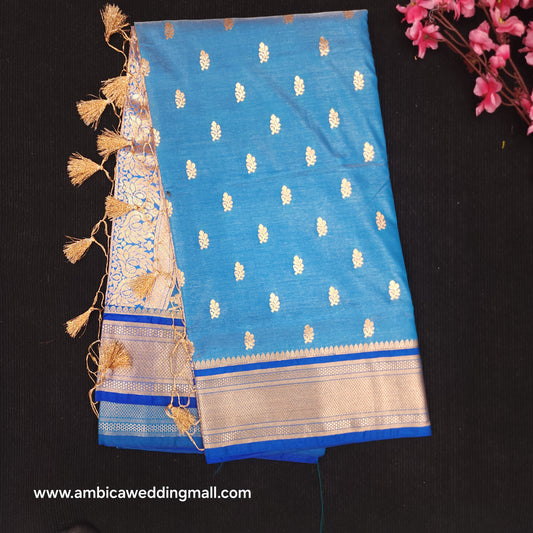 Semi Katan Banarasi Butta Saree - K1250