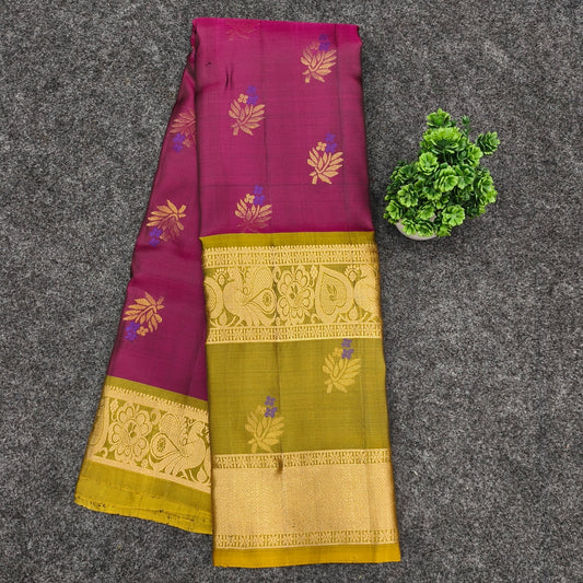 ✨Kanchi Pattu Handloom Gap Border Saree