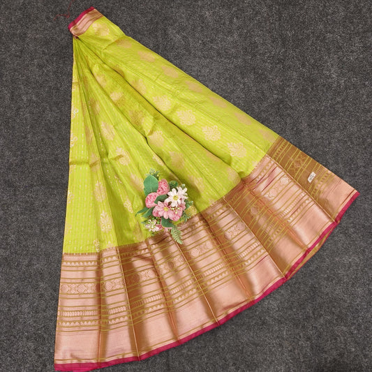 Semi Pattu Rose Gold Jari Kuppadam Saree