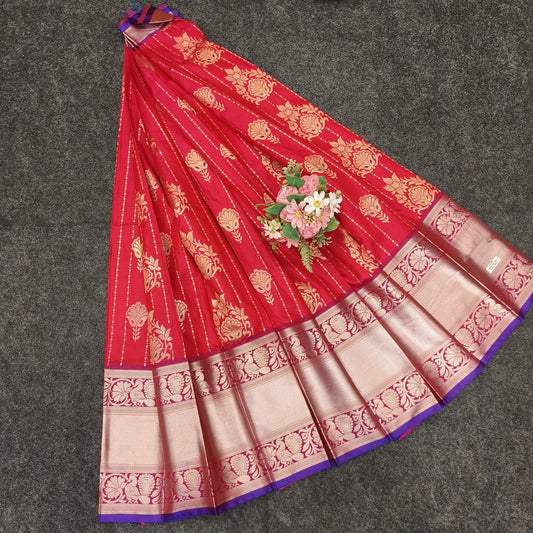 Semi Pattu Rose Gold Jari Kuppadam Saree