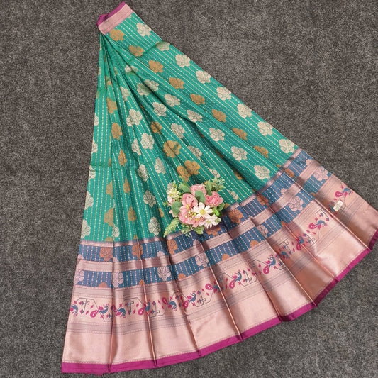 Semi Pattu Rose Gold Jari Kuppadam Saree