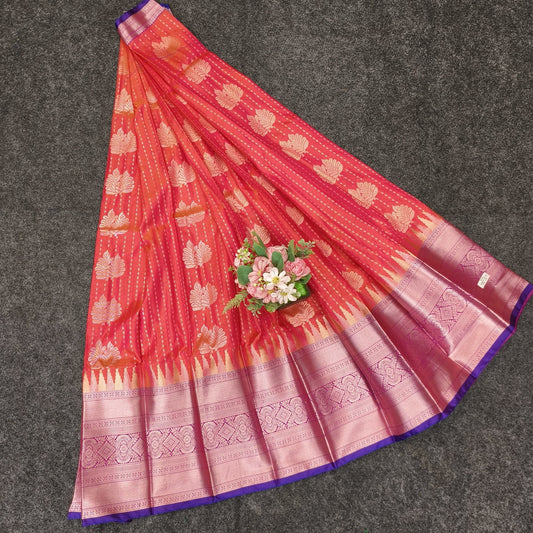 Semi Pattu Rose Gold Jari Kuppadam Saree