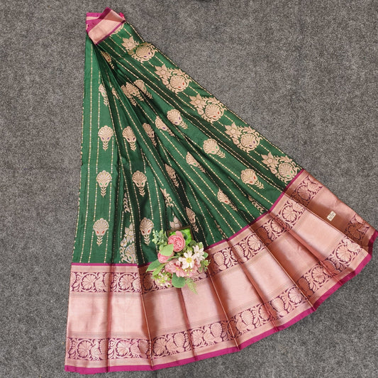 Semi Pattu Rose Gold Jari Kuppadam Saree