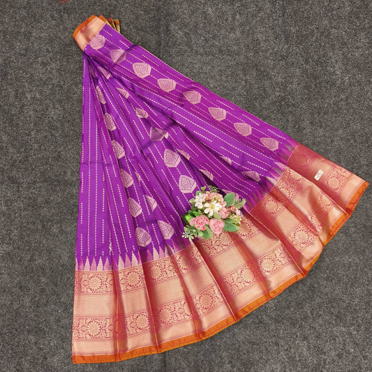 Semi Pattu Rose Gold Jari Kuppadam Saree