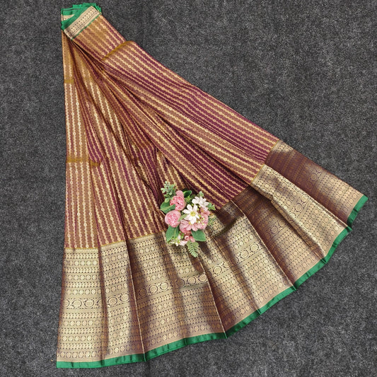 Semi Pattu Rose Gold Jari Kuppadam Saree