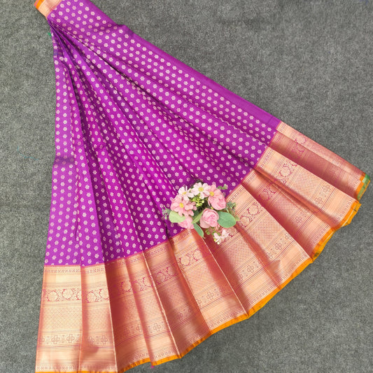 Semi Pattu Rose Gold Jari Kuppadam Saree