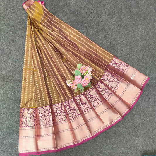 Semi Pattu Rose Gold Jari Kuppadam Saree