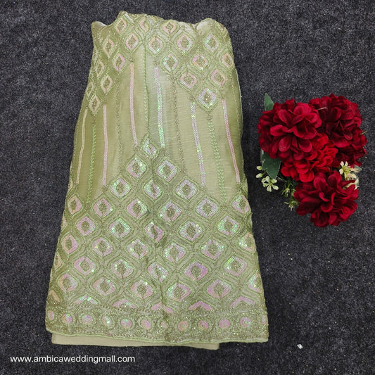 Green colour half saree