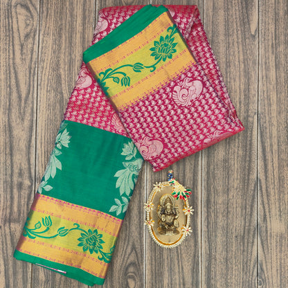 Kanchi Pattu Brocade Halfmix Saree