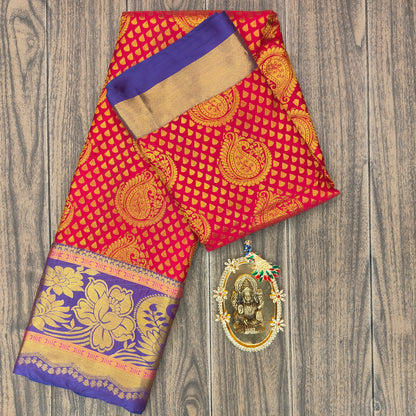 Kanchi Pattu Brocade Halfmix Saree