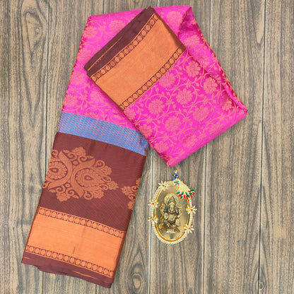 Kanchi Pattu Brocade Halfmix Saree