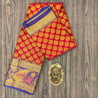 Kanchi Pattu Brocade Halfmix Saree