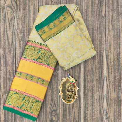 Kanchi Pattu Brocade Halfmix Saree