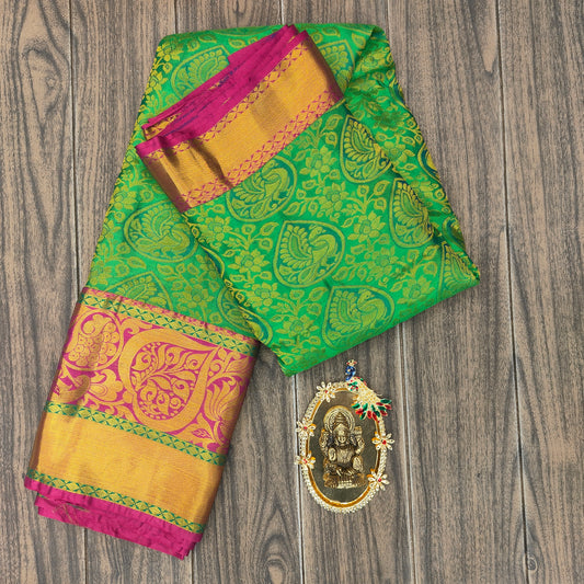 Kanchi Pattu Brocade Halfmix Saree