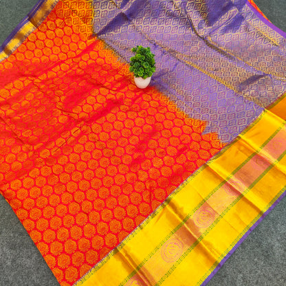 Kanchi Pattu Brocade Halfmix Saree