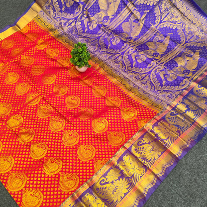 Kanchi Pattu Brocade Halfmix Saree