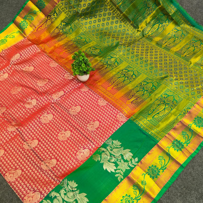 Kanchi Pattu Brocade Halfmix Saree