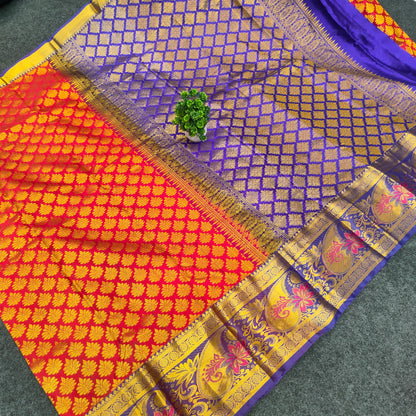 Kanchi Pattu Brocade Halfmix Saree