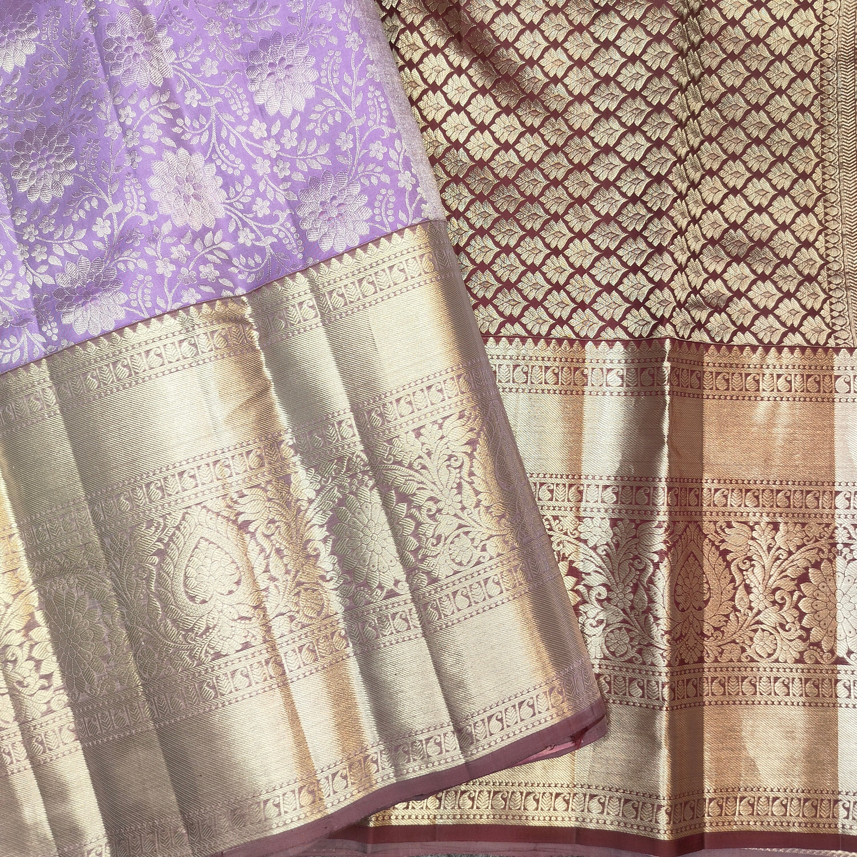 Handcrafted Kanjivaram Bridal Silk Saree in Pink with Meena Work