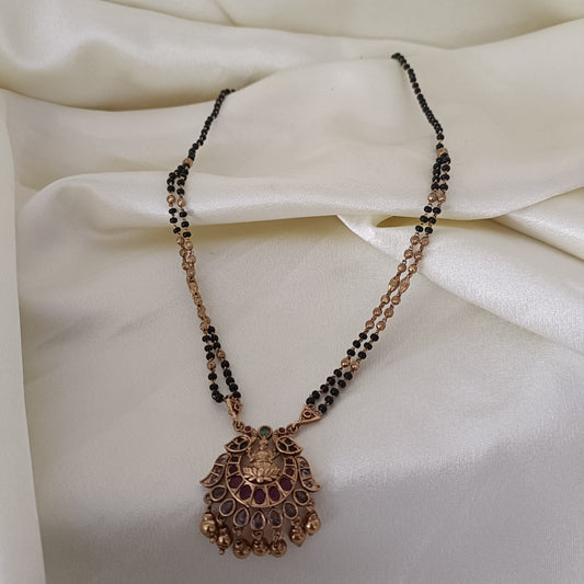 Beautiful Lakshmi Devi design black beads collection