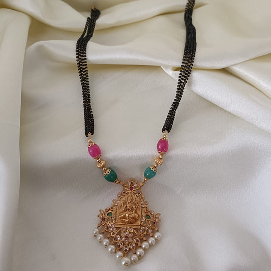 Beautiful Nakshi polish black beads with Lakshmi Devi Locket