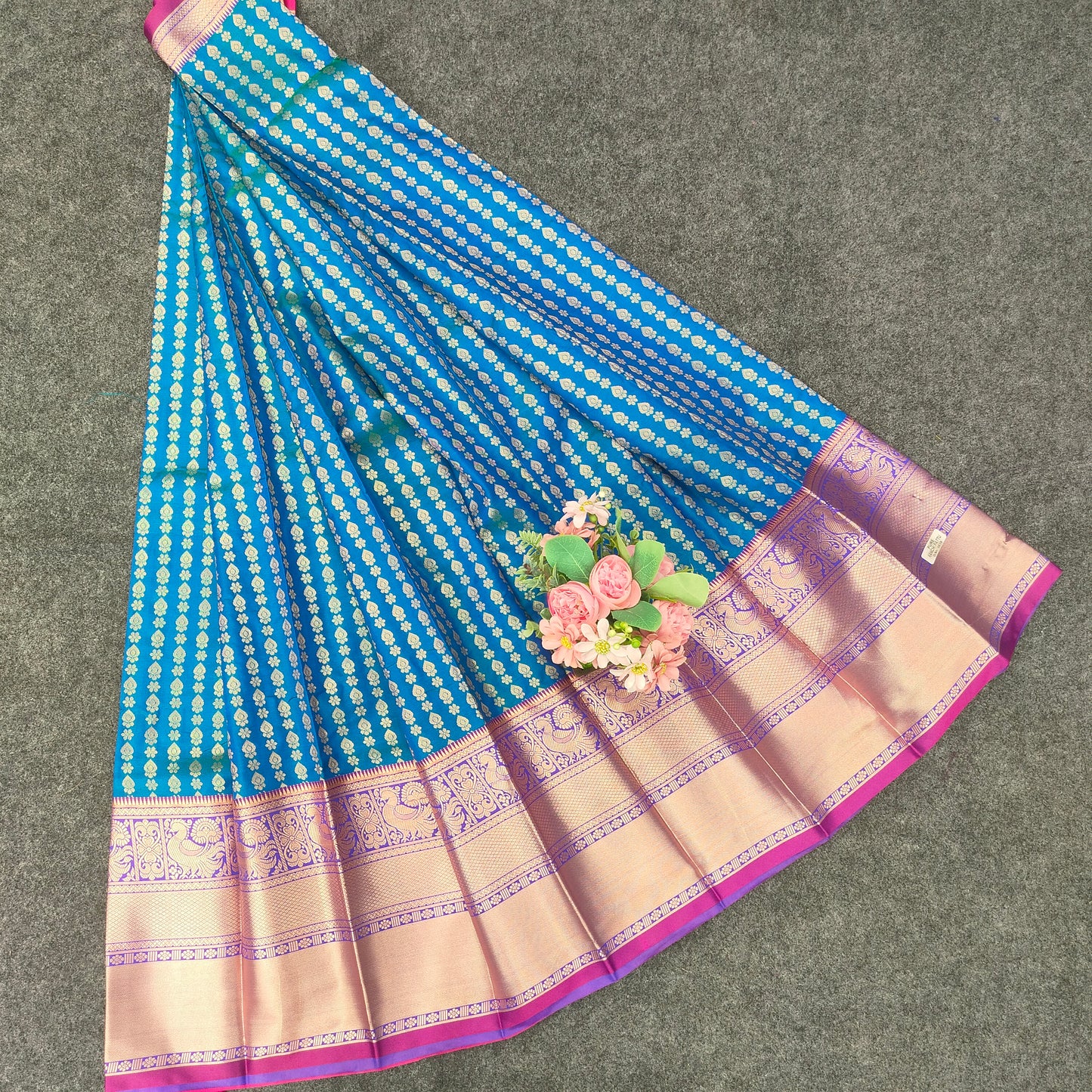 Semi Pattu Rose Gold Jari Kuppadam Saree