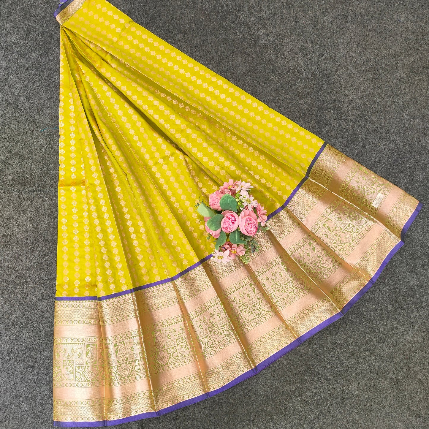 Semi Pattu Rose Gold Jari Kuppadam Saree