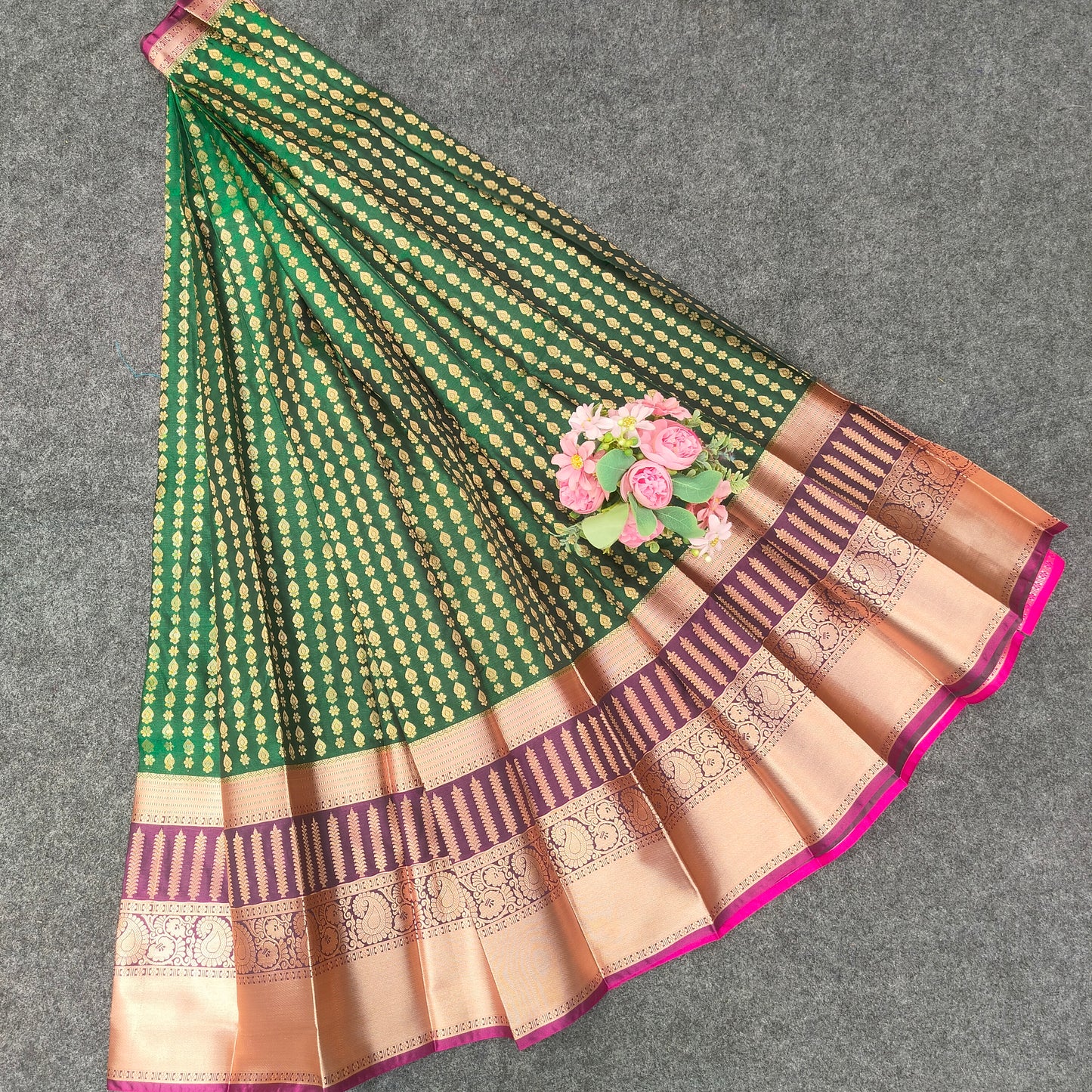 Semi Pattu Rose Gold Jari Kuppadam Saree