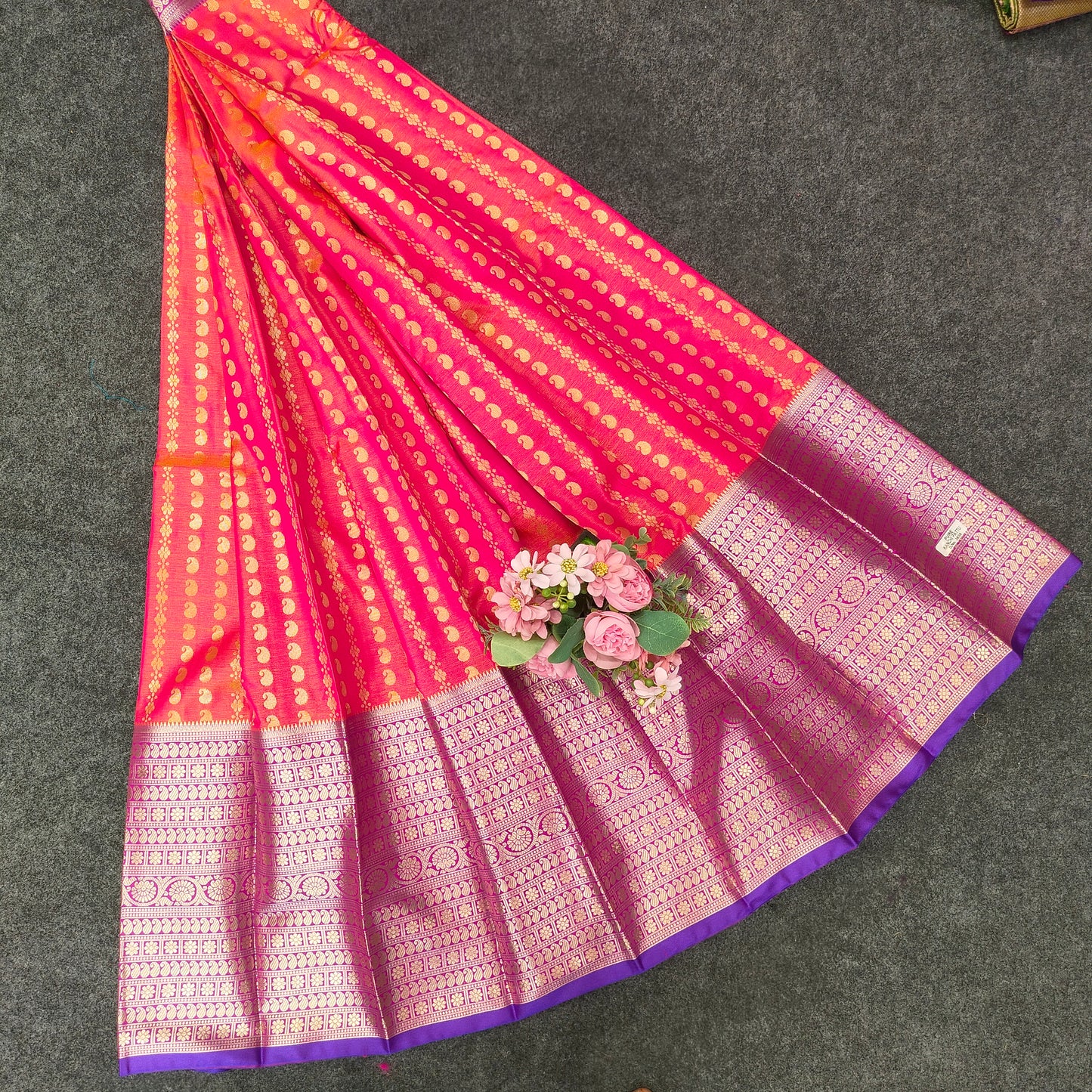 Semi Pattu Rose Gold Jari Kuppadam Saree