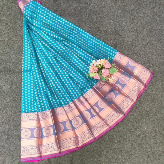 Semi Pattu Rose Gold Jari Kuppadam Saree